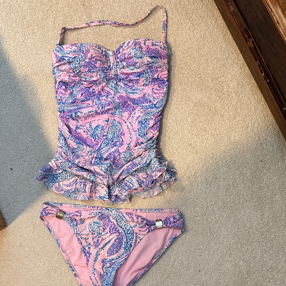 Lilly Pulitzer Coastal Blue Maybe Gator tankini - Picture 4 of 8